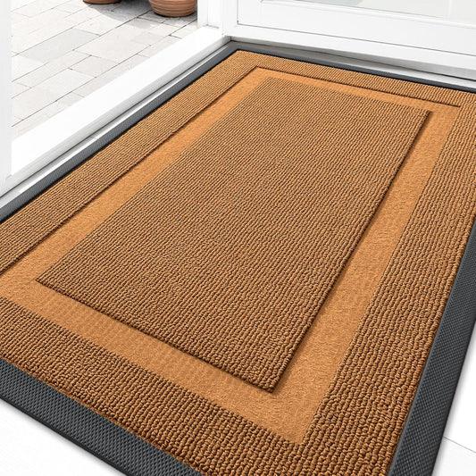 OLANLY Waterproof Front Door Mat - All-Season Indoor/Outdoor Doormat, Easy Clean, 29.5x17, Tangerine Orange