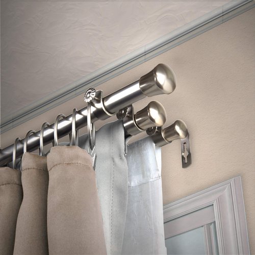 13/16" Triple Curtain Rod 28-48 inch - Satin Nickel