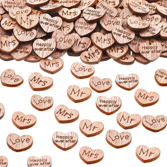 Blulu 1000 Pcs Small Wooden Heart Confetti for Craft Rustic Wedding Table Love Heart Centerpieces Decorations Mr Mrs Love Cake Decoration Gift for DIY Wedding Party Table Cake(Romantic Style)