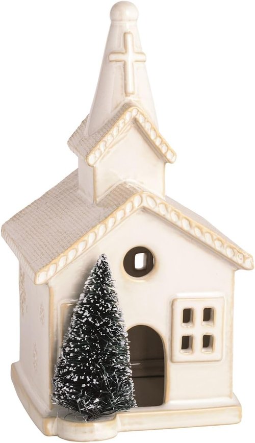 Mud Pie Christmas Church Sitter - Large Decorative Holiday Accent for Festive Home Decor