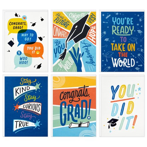 Hallmark Graduation Cards Bulk Assortment, Here's to the Future (36 Cards and Envelopes, 6 Designs)