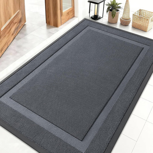 OLANLY Waterproof Front Door Mat - All-Season, Sturdy Natural Rubber, Easy Clean | 47x32, Charcoal Gray