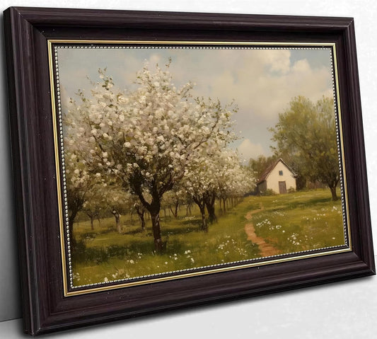Skiennix Framed Farmhouse Landscape Canvas Art - Vintage French Country Spring Decor | Natural Scenery