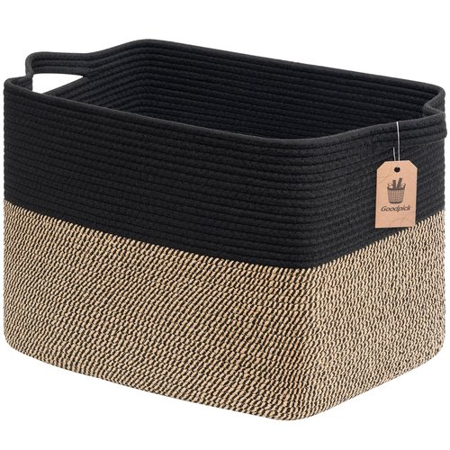 Goodpick Woven Baskets for Organizing, 18" x 14" x 12" Wicker Laundry Basket with Handles, Decorative Toy Baskets Storage Kids, Blanket Basket for Living Room, Bedroom