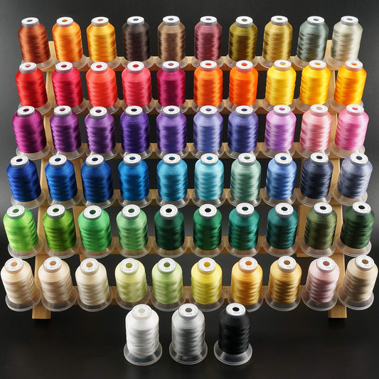 New brothread 63 Colors Compatible with Brother Polyester Embroidery Machine Thread Kit 500M (550Y) Each Spool Compatible with Brother Babylock Janome Singer Pfaff Bernina Embroidery Sewing Machine