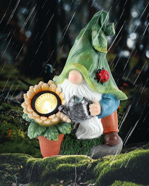 iStatue Large Solar Garden Gnome - 12-Inch Hand-Painted Outdoor Decor for Patios & Yards