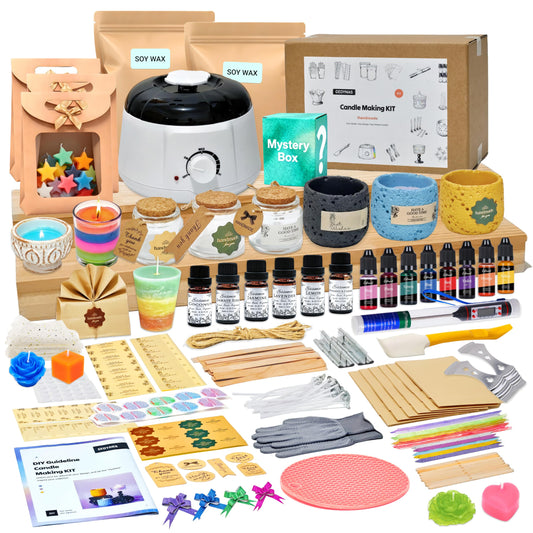 Geoynas 128pcs Candle Making Kit for Adults & Beginners–Soy Wax Candle Making Supplies,4Lb Soy Wax,6 Units Long-Lasting Scents,30pcs Candle Wicks,Wax Melter–Crafts for Adults Women,Gifts for Hobbies
