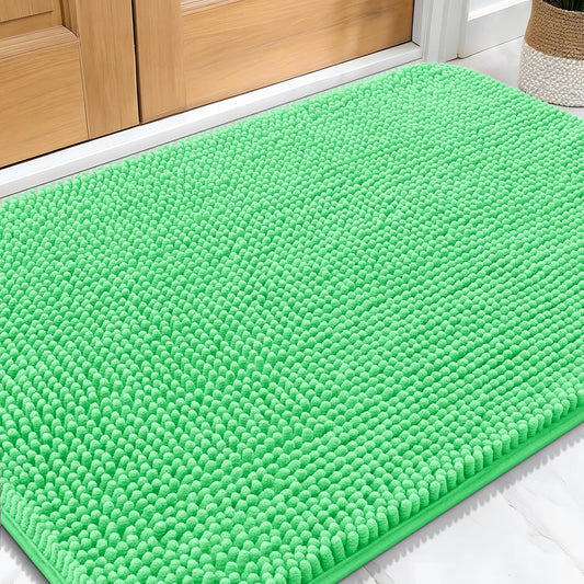OLANLY Dog Door Mat - Absorbent Non-Slip Chenille for Muddy Paws | 30x20 Inches, Mint Green