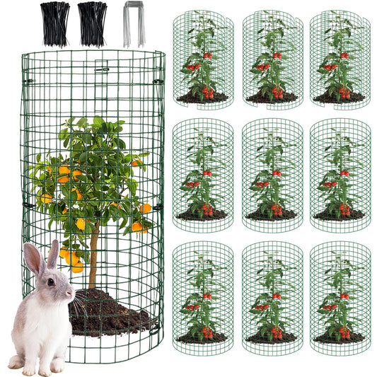 succulentlovers 10 Sets 20"x 12" Wire Plant Protector from Animals, Plant Protector Cages with Zip Ties & Stakes, Garden Plant Protectors Chicken Wire Plant Covers for Flower and Vegetables Protection