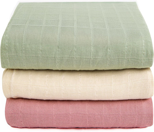 Skiennix Organic Muslin Swaddle Blankets - 100% Cotton, Soft & Breathable, 3-Pack, 47 x 47 Inches