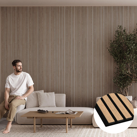 Bark & Bole Oak Acoustic Panels – 3D Textured Wood Veneer Wall and Ceiling Panels | Decorative Sound-Absorbing Solution for Homes, Offices, and Studios | H94.5” x W12.6” | Veneer, MDF, Felt
