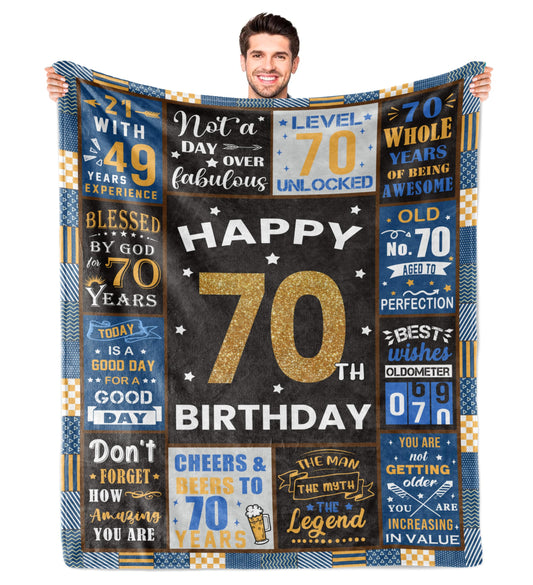 Wyhcxl 70th Birthday Gifts for Men, 70th Men Birthday Gift Ideas, Best Gifts for 70 Year Old Man, 70 Year Old Birthdays Gifts for Man, 1955 Birthdays Gifts for Dad Blanket 60"X 50"