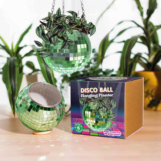 Bubblegum Stuff - Green Disco Ball Hanging Planter - 6 Inches - Hanging Planters - Indoor Plants - Available in Multiple Different Sizes - Great Gift for Plant Lovers!