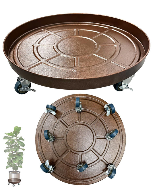 Tadpolebaby Heavy Duty Plant Caddy with Solid Rubber Wheels, Lockable, Increased Load Capacity, One-Minute Installation, Suitable for Indoor, Outdoor, Patio, Garden Settings, 20 Inches 2PACK, Bronze