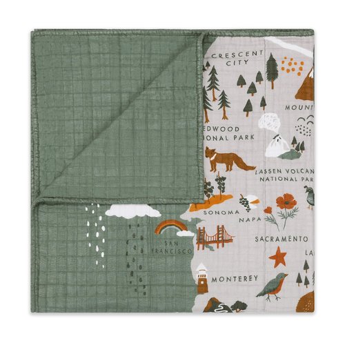 Babyletto 100% Organic Cotton Quilt, GOTS-Certified, 3-Layers of Ultra-Soft and Breathable Muslin - Calfornia