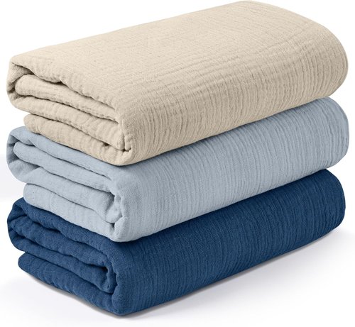 Graceful Colors Muslin Swaddle Blankets - 3 Pack Soft & Breathable Receiving Blankets, 38 x 40 Inches