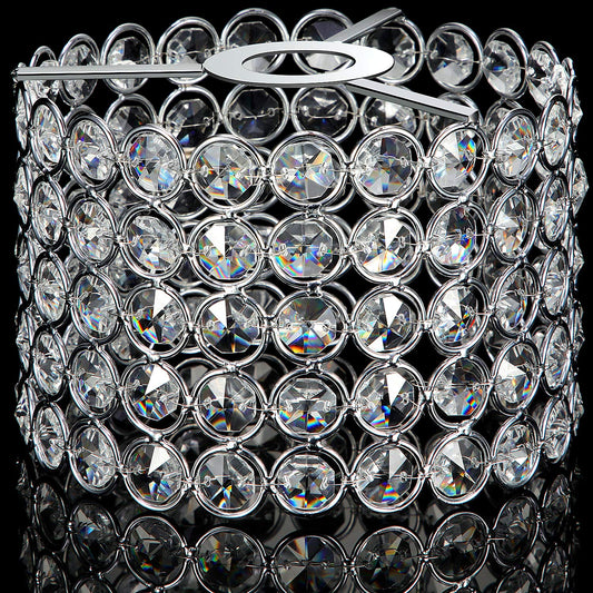 Boao Crystal Lamp Shade Chandelier, Warm White, 7 x 7 x 4.3 Inch, Silver, Model: Boao-Pendant Lights-p1432