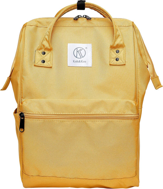 Backpack Kah&Kee Polyester Travel Functional Anti-theft School Laptop for Women Men (Yellow, Medium)
