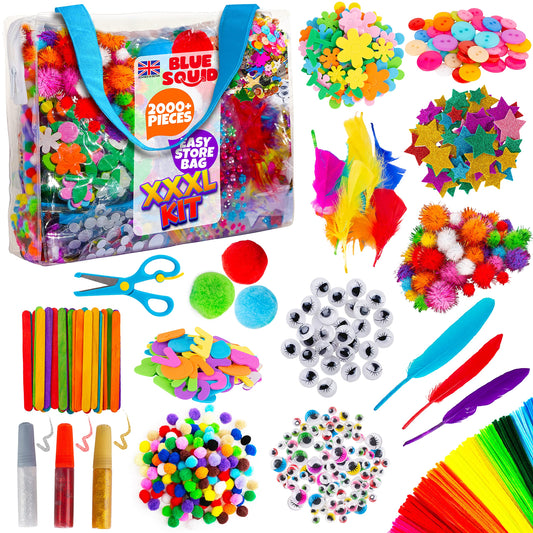 Blue Squid 2000+pcs Craft Kits for Kids, Ages 4-9 Girl Boys Gifts Arts and Crafts for Kids Craft Kits Toys for 4-9 Year Old Girls Boys Birthday Presents Gifts Crafts for 4-10 Year Olds