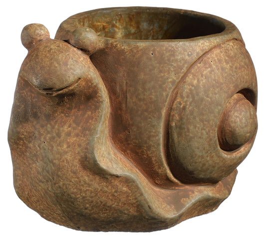 Classic Home and Garden Cement Buddies Animal Planter - Cute Desk Decoration - UV Coated Animal Vase w/Drain Plug - Succulent Plant Pot for Indoor/Outdoor Use (Snail Planter, Rust, Large)