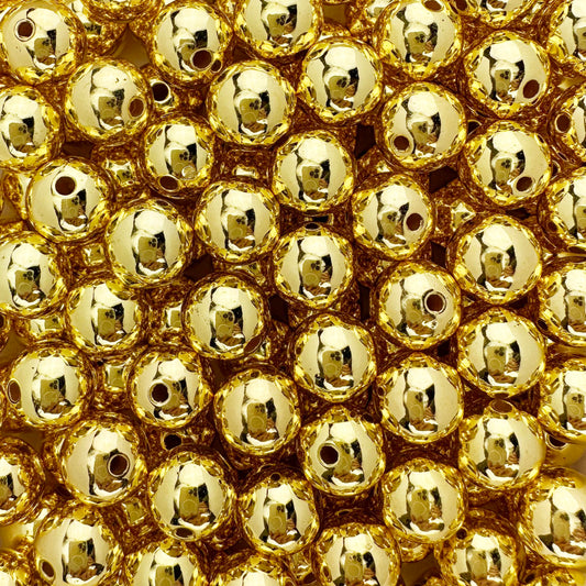 145 Round Gold Acrylic Beads 12mm Diameter with 2mm Hole for Crafts