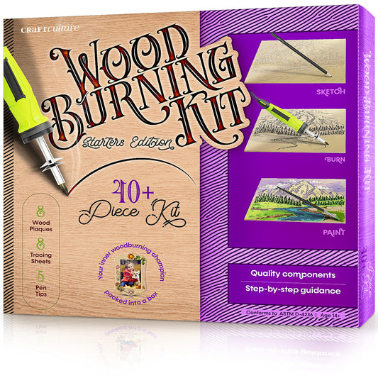 Craft Culture Beginners Wood Burning Kit for Kids, Teenage Boys & Girls - Easter Gifts for Boy & Girl - Craft Projects Birthday Gift Idea for Children Teen Woodburning DIY Hobby Kits Art Activities